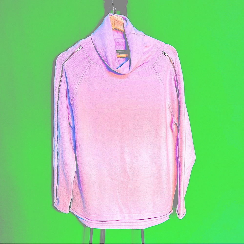 Zipped Sleeves S/M Wide Light Blue Elegant Sweater French Connection High Neck